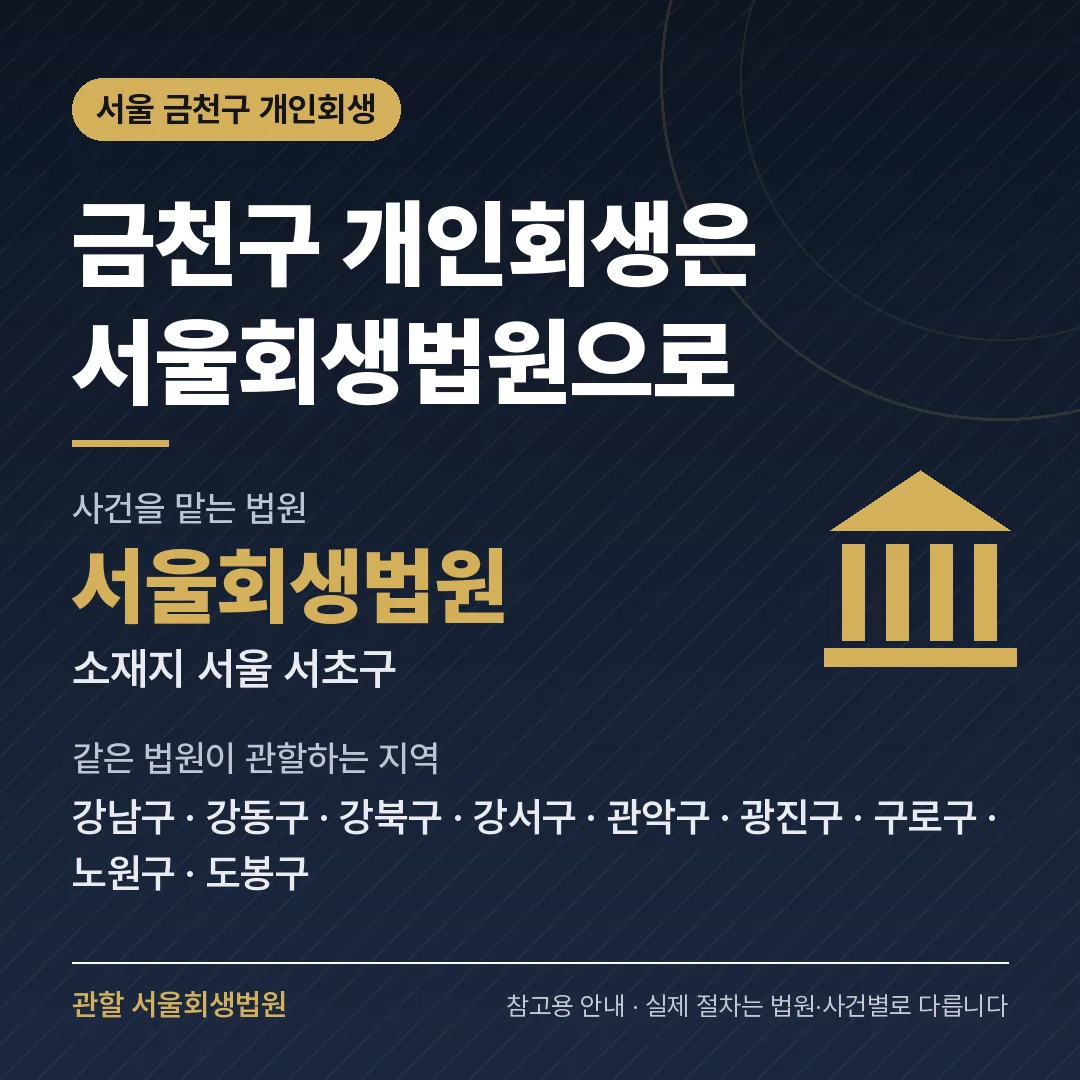 서울 금천구 개인회생 관할 법원 — 서울회생법원 서울 금천구 개인회생 관할 법원 — 서울회생법원