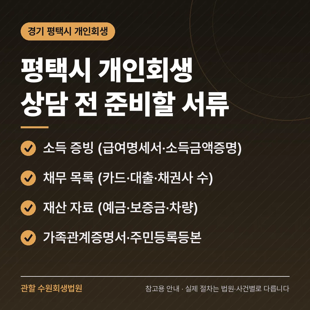 경기 평택시 신용회복 안내 카드