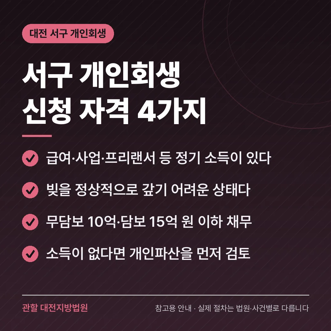 대전 서구 신용회복 안내 카드