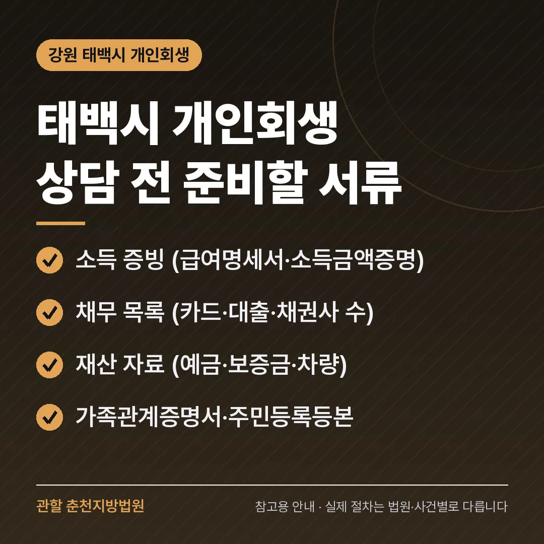 강원 태백시 신용회복 안내 카드