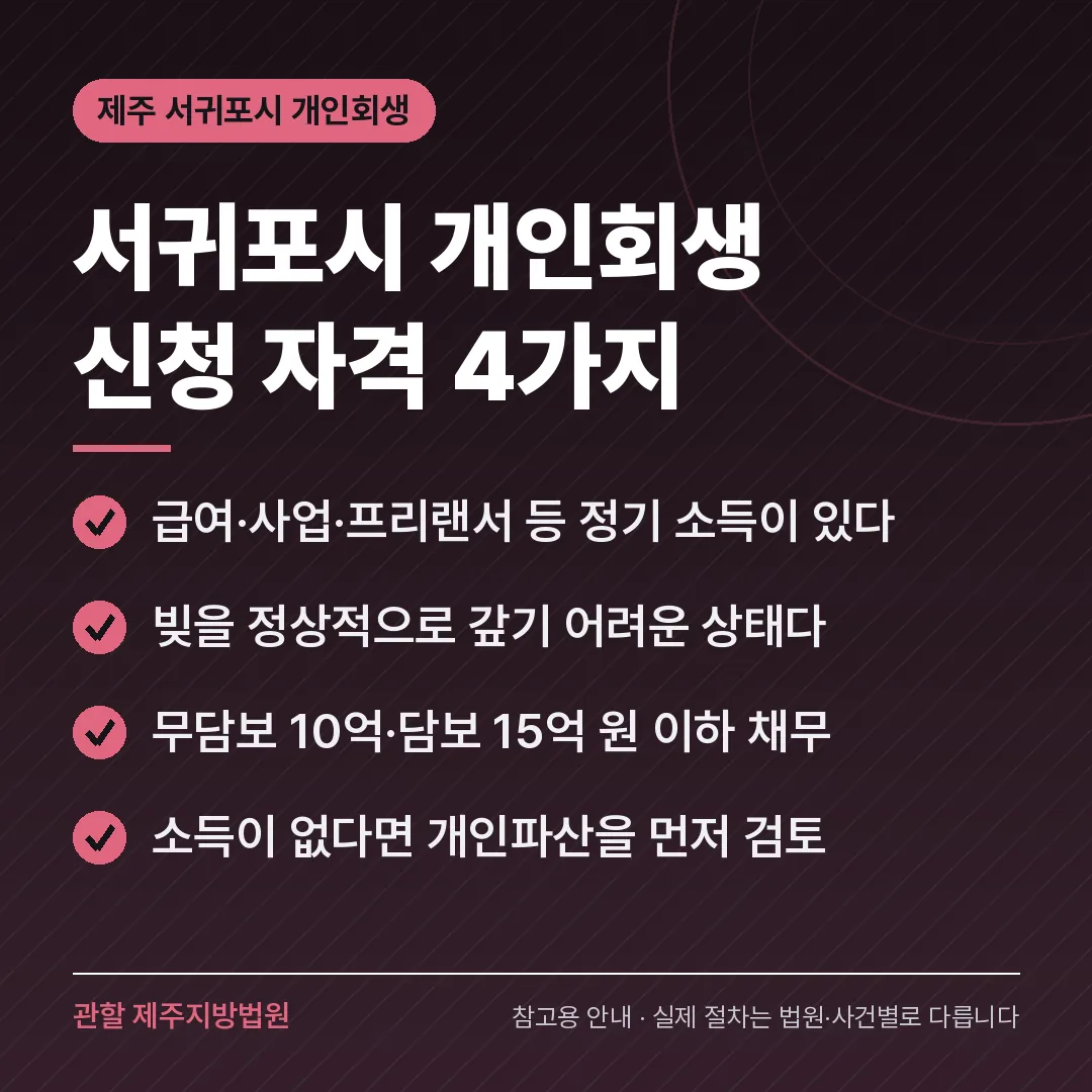 제주 서귀포시 신용회복 안내 카드