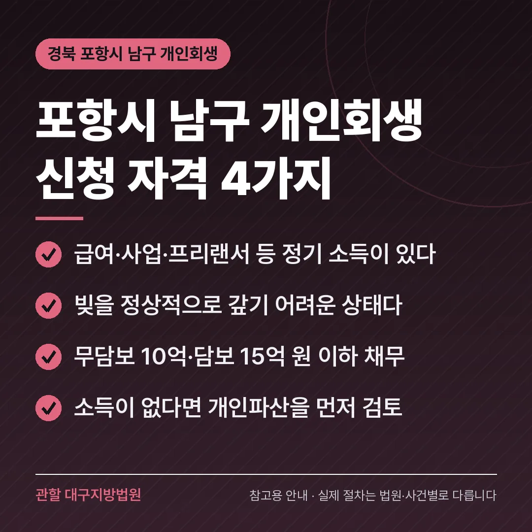 경북 포항시 남구 신용회복 안내 카드