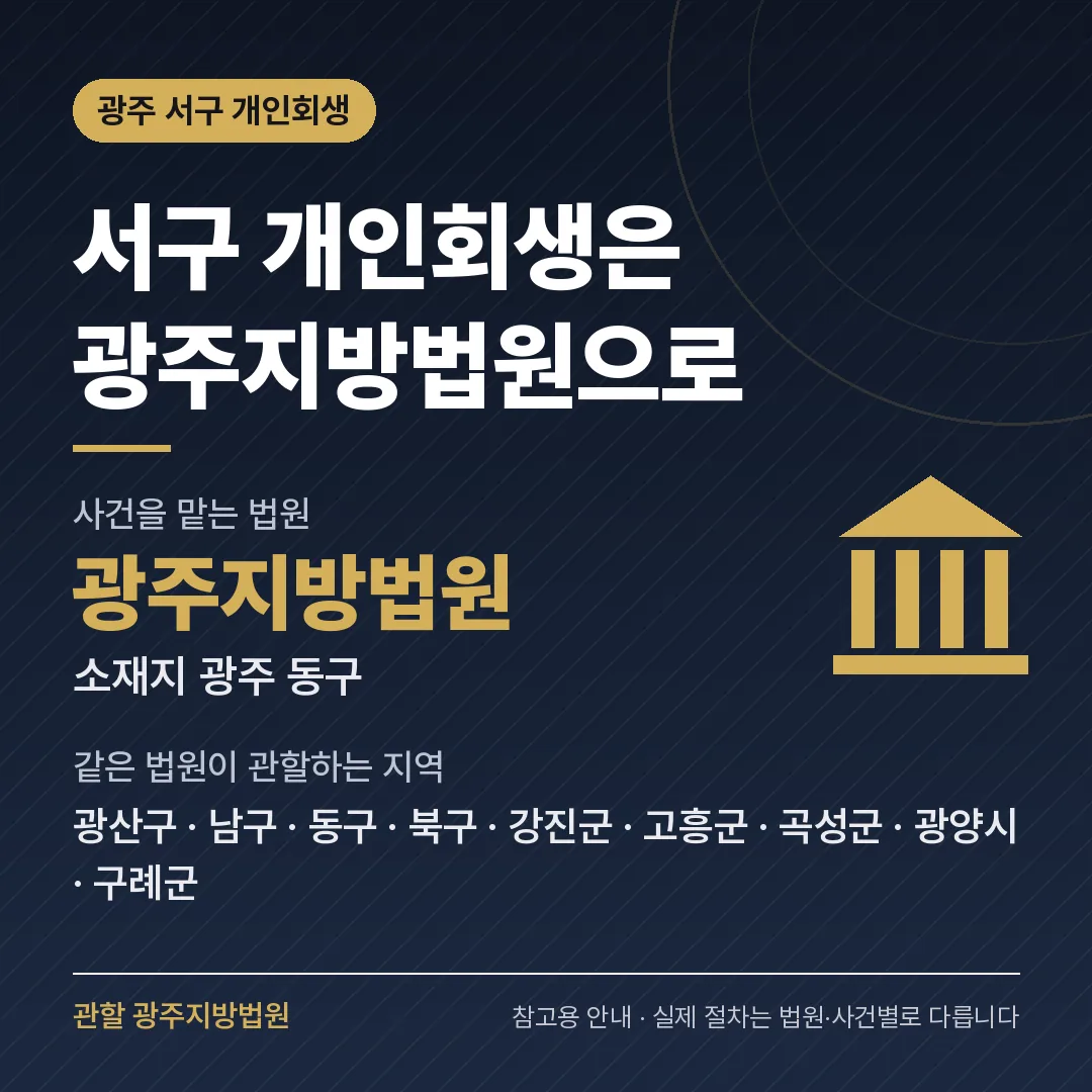 광주 서구 개인회생 관할 법원 — 광주지방법원