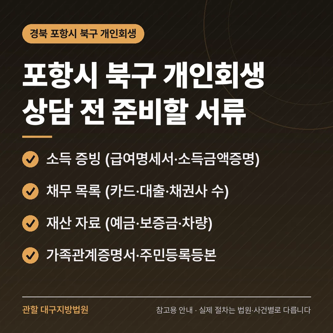 경북 포항시 북구 신용회복 안내 카드