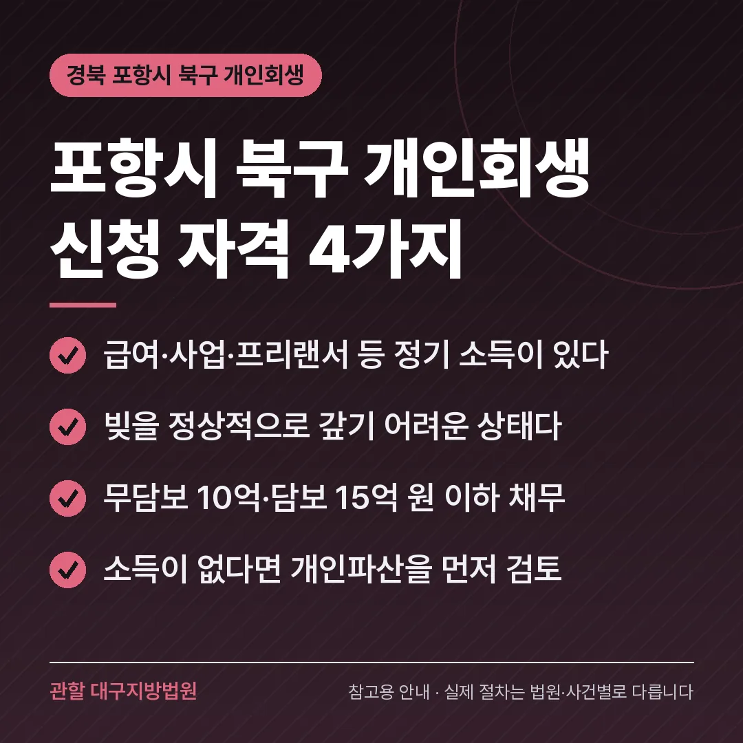 경북 포항시 북구 신용회복 안내 카드